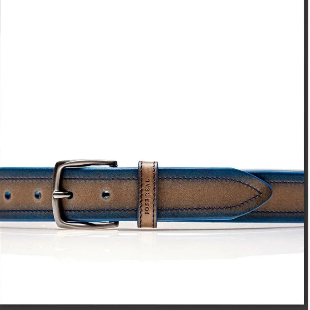 Jose Real Premium Leather Belt Brown and Blue Dress Belt Designer‎ Luxury 40S